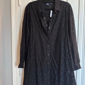 GAP Charcoal Lace Shirt Dress